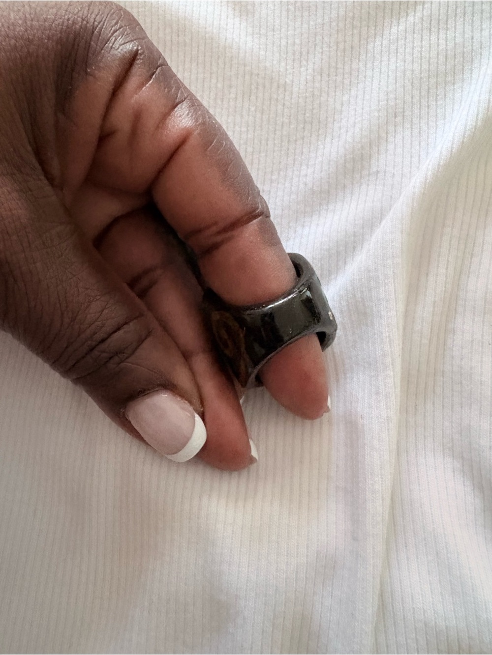 Hand Painted Chunky Afrocentric Spiral Resin Ring.